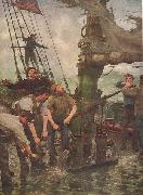 Henry Scott Tuke ALL HANDS TO THE PUMPS oil on canvas